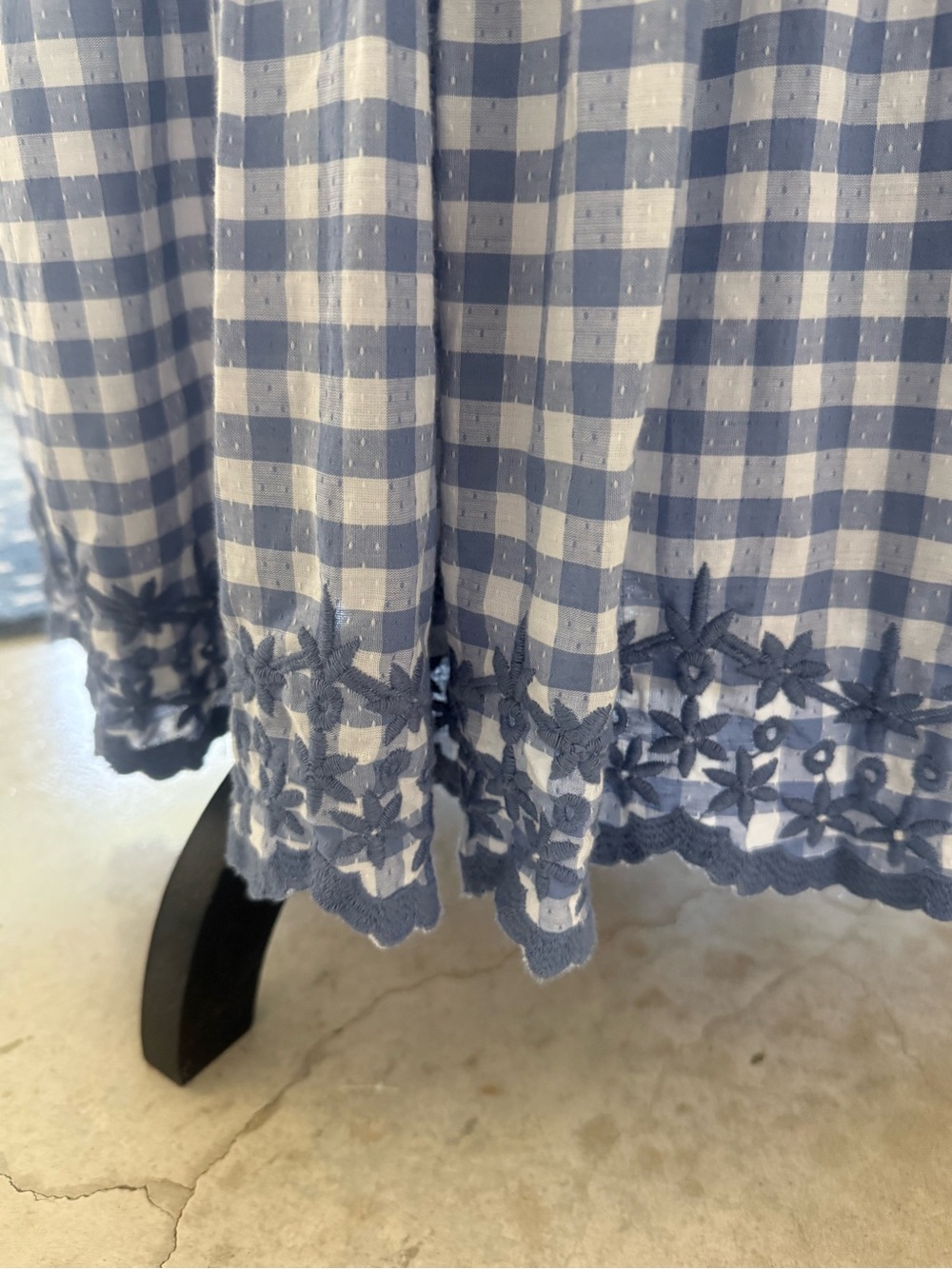 Shabby Chic Blue Gingham Tiered Button-Front Sundress - Picture 4 of 6
